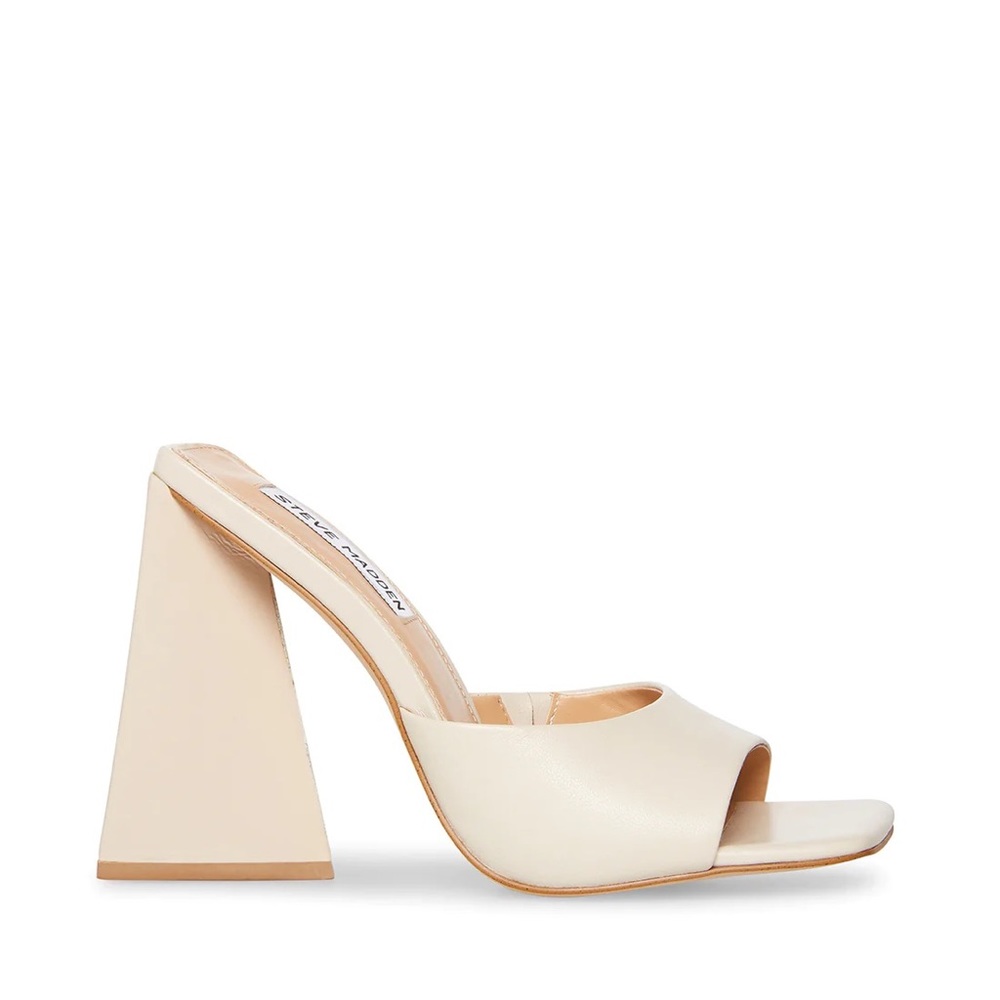 Steve Madden Twists Bone Leather Block Heel Sandal 6.5